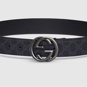 Gucci Men's Belt with Black and Gray Design